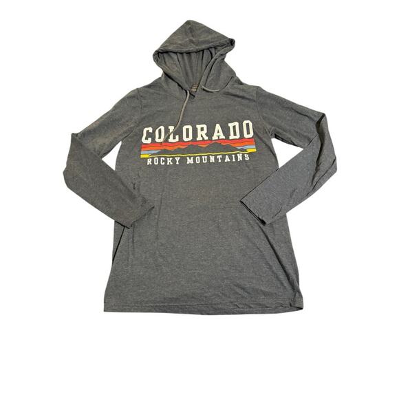 Anvil Lightweight Hooded Long Sleeve Shirt Size Small Women Gray Colorado‎ - Picture 1 of 5